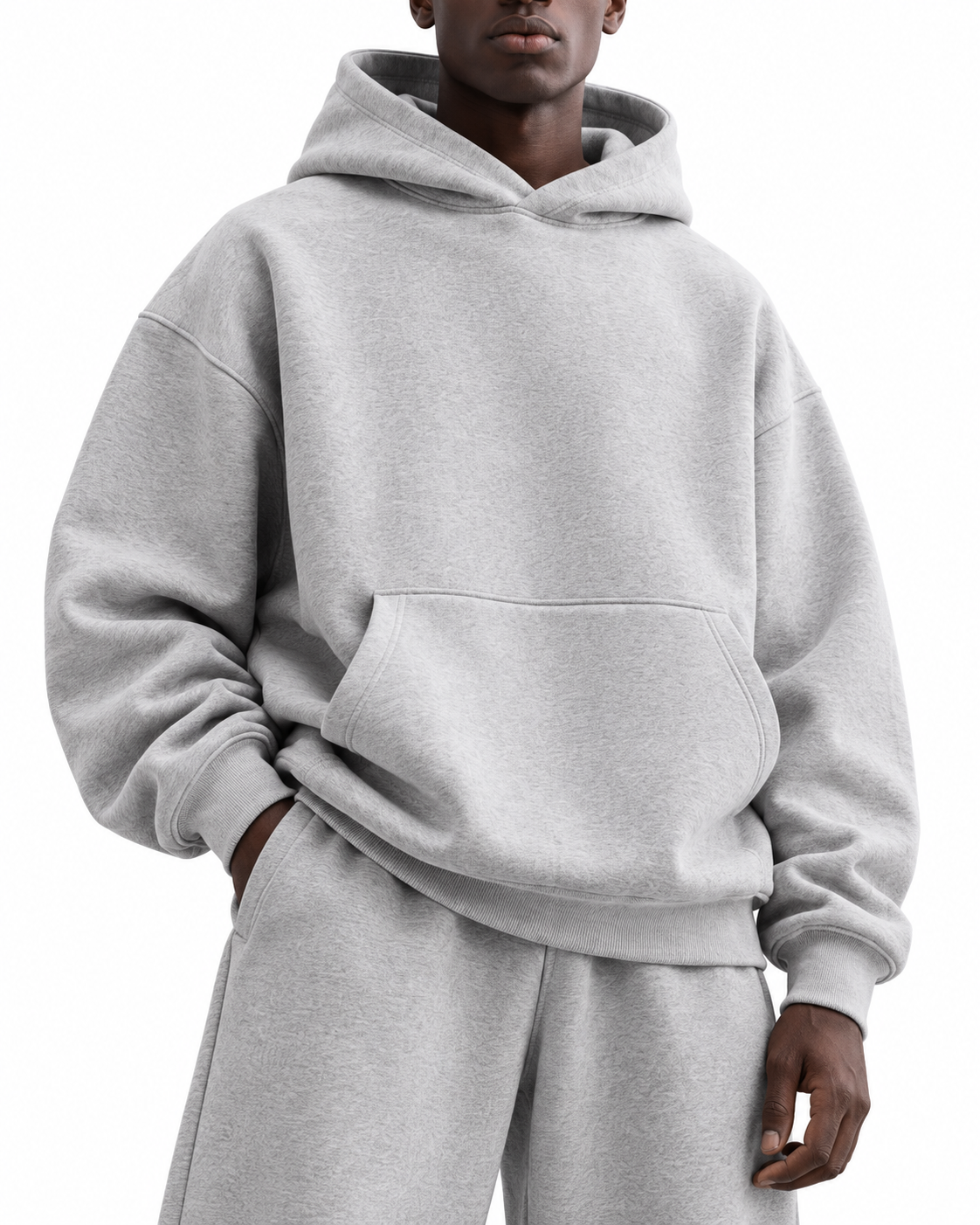 Ensemble hoodie oversize — Gris chiné — details