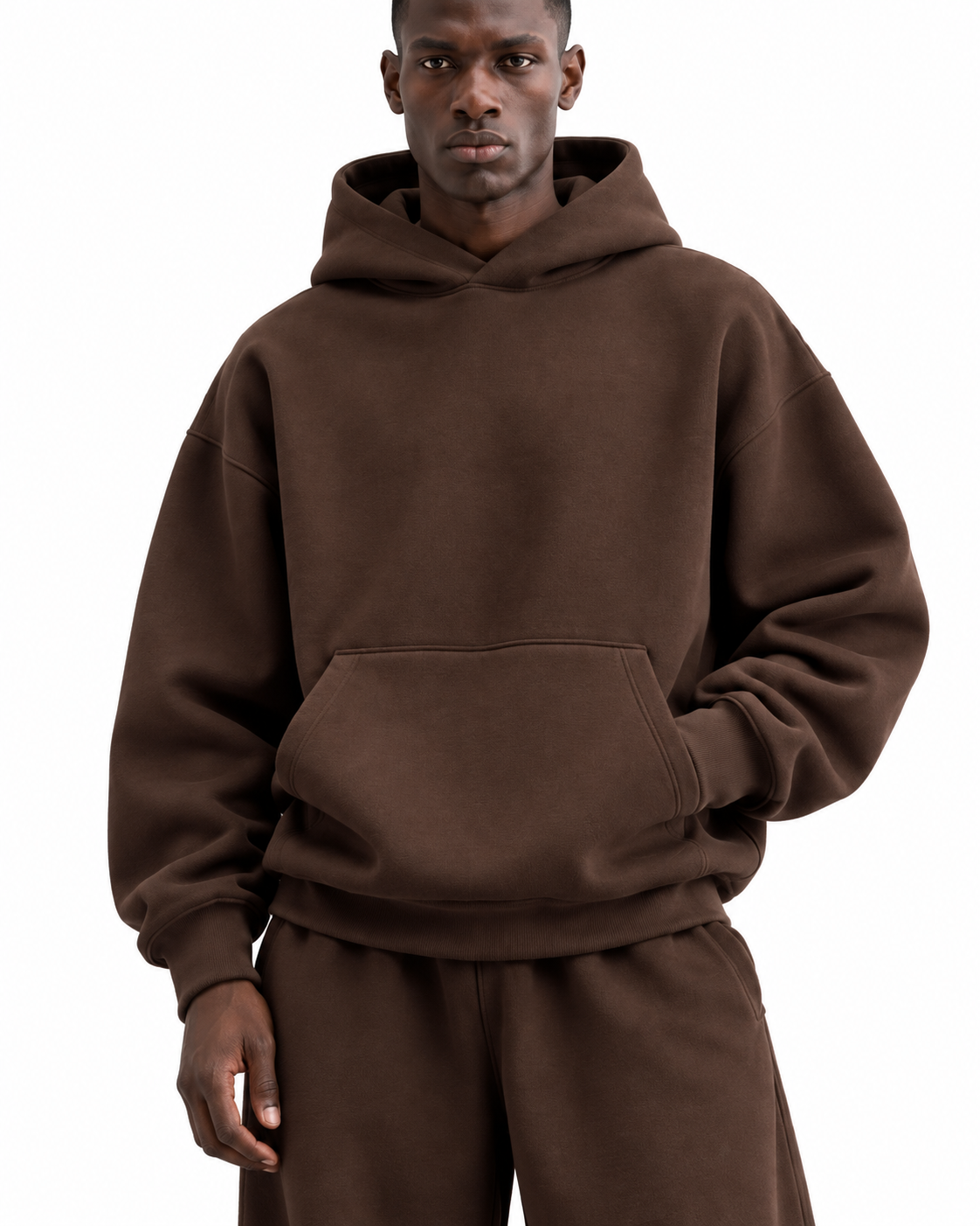 Ensemble hoodie oversize — Marron — details