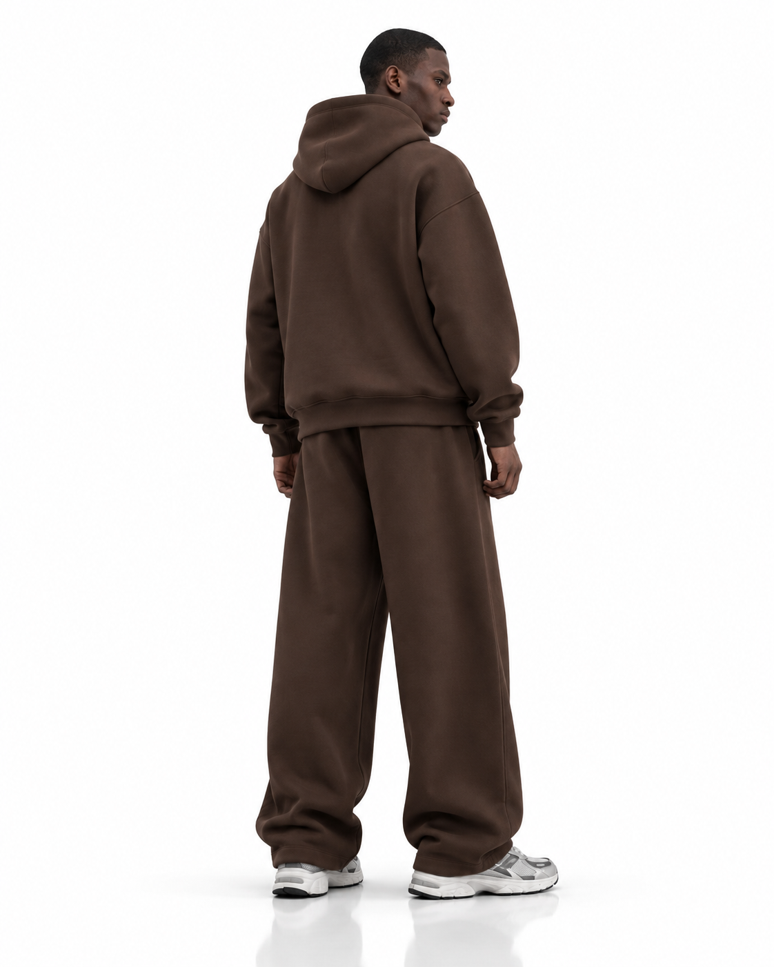 Ensemble hoodie oversize — Marron — dos