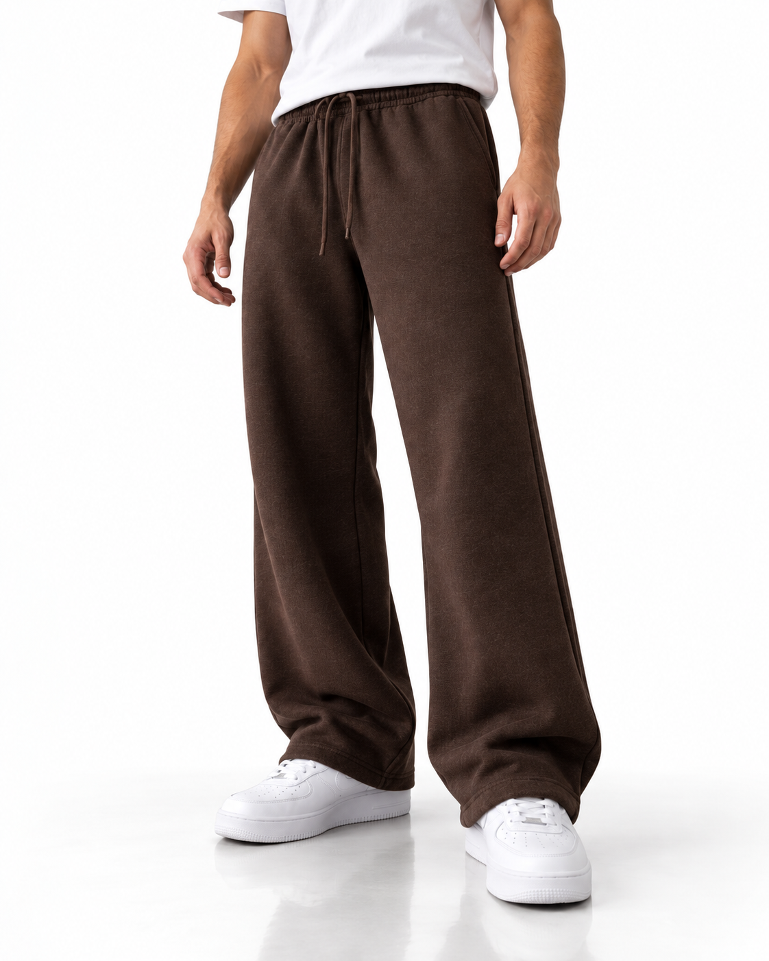 Pantalon ample — Marron — face