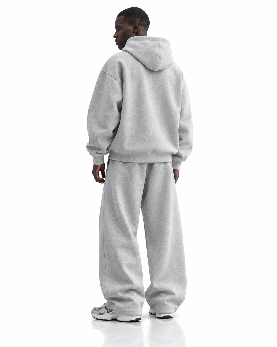 Ensemble hoodie oversize — Gris chiné — dos