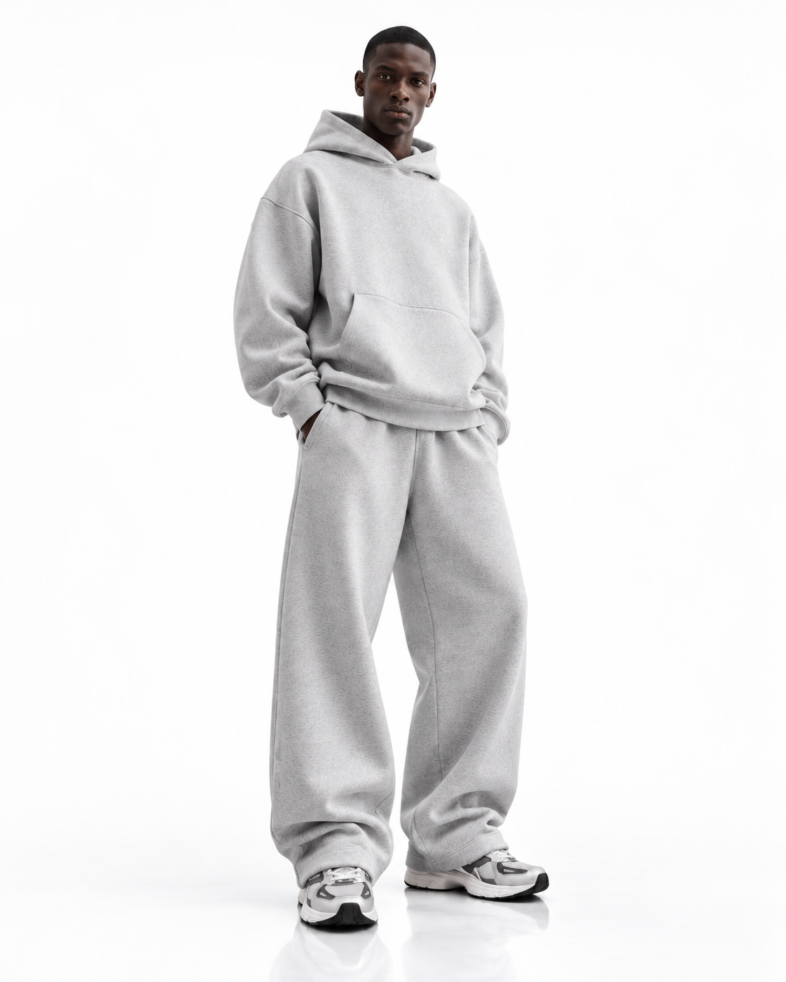 Ensemble hoodie oversize — Gris chiné — face