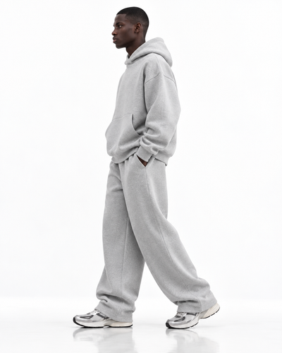 Ensemble hoodie oversize — Gris chiné — profil