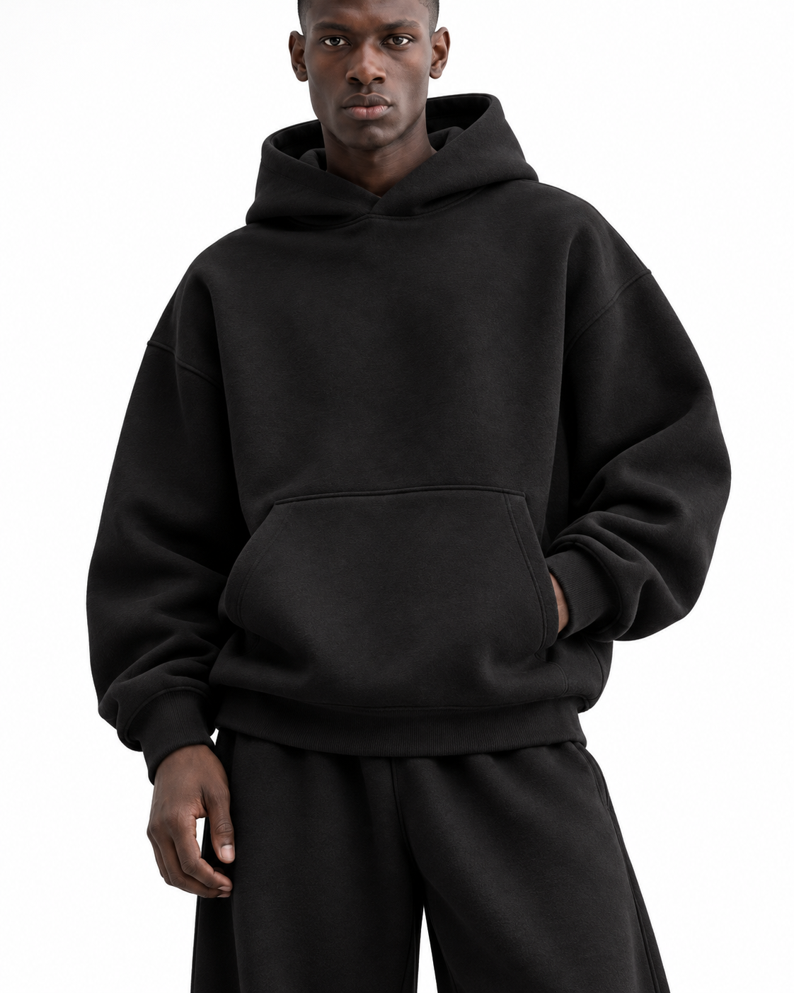 Ensemble hoodie oversize — Noir — details