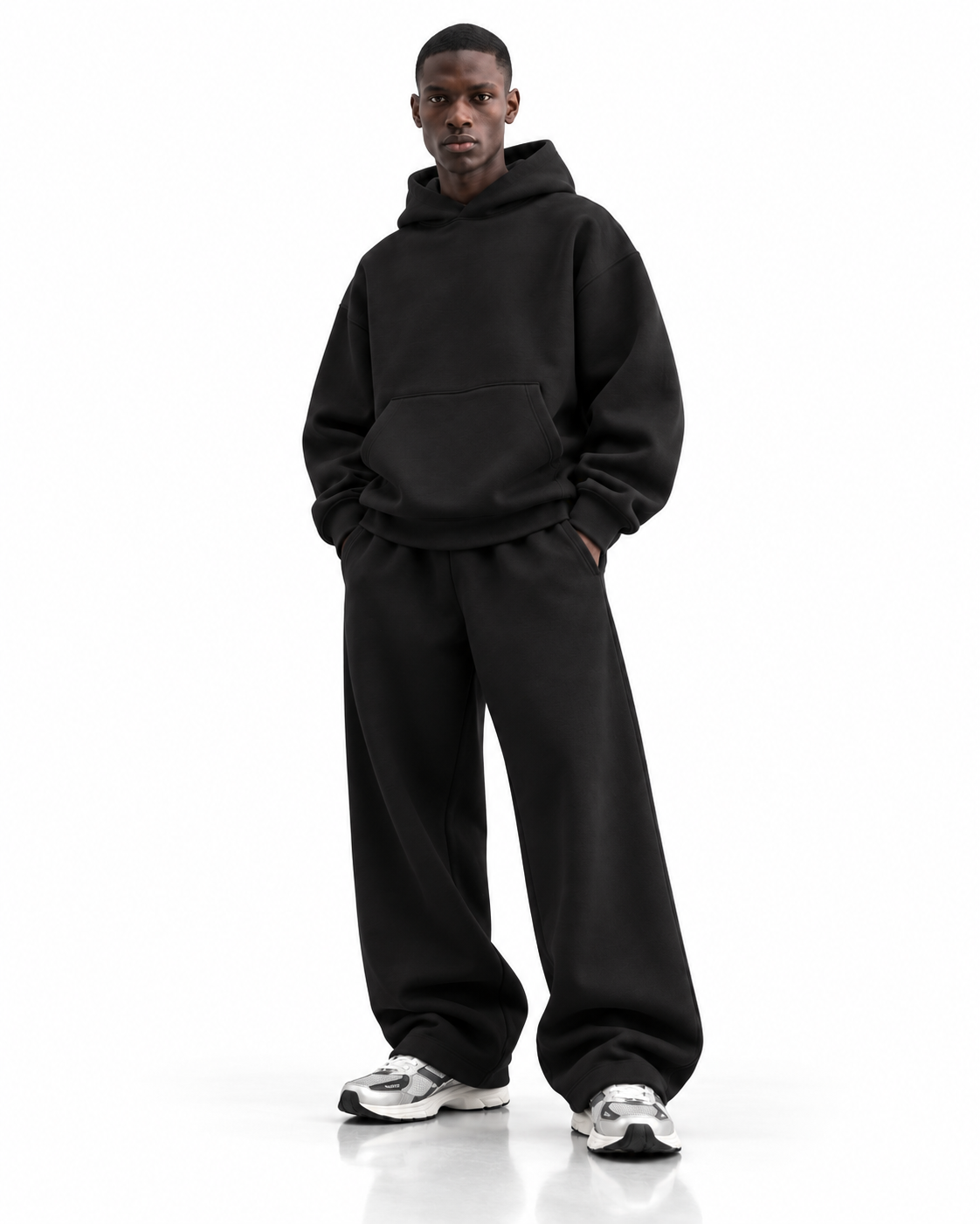 Ensemble hoodie oversize — Noir — face