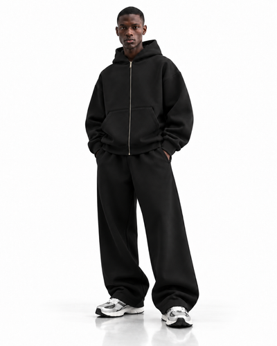 Ensemble hoodie zippé oversize — Noir — face