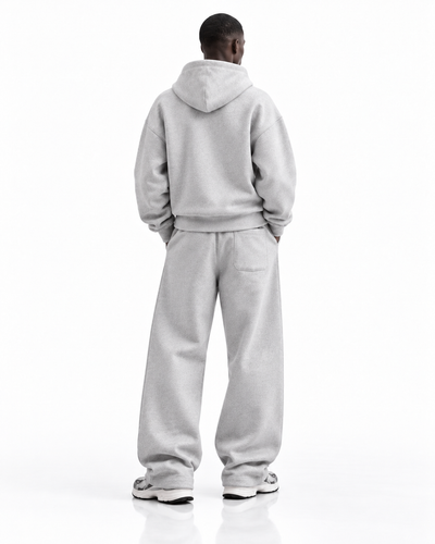 Ensemble hoodie zippé oversize — Gris chiné — dos