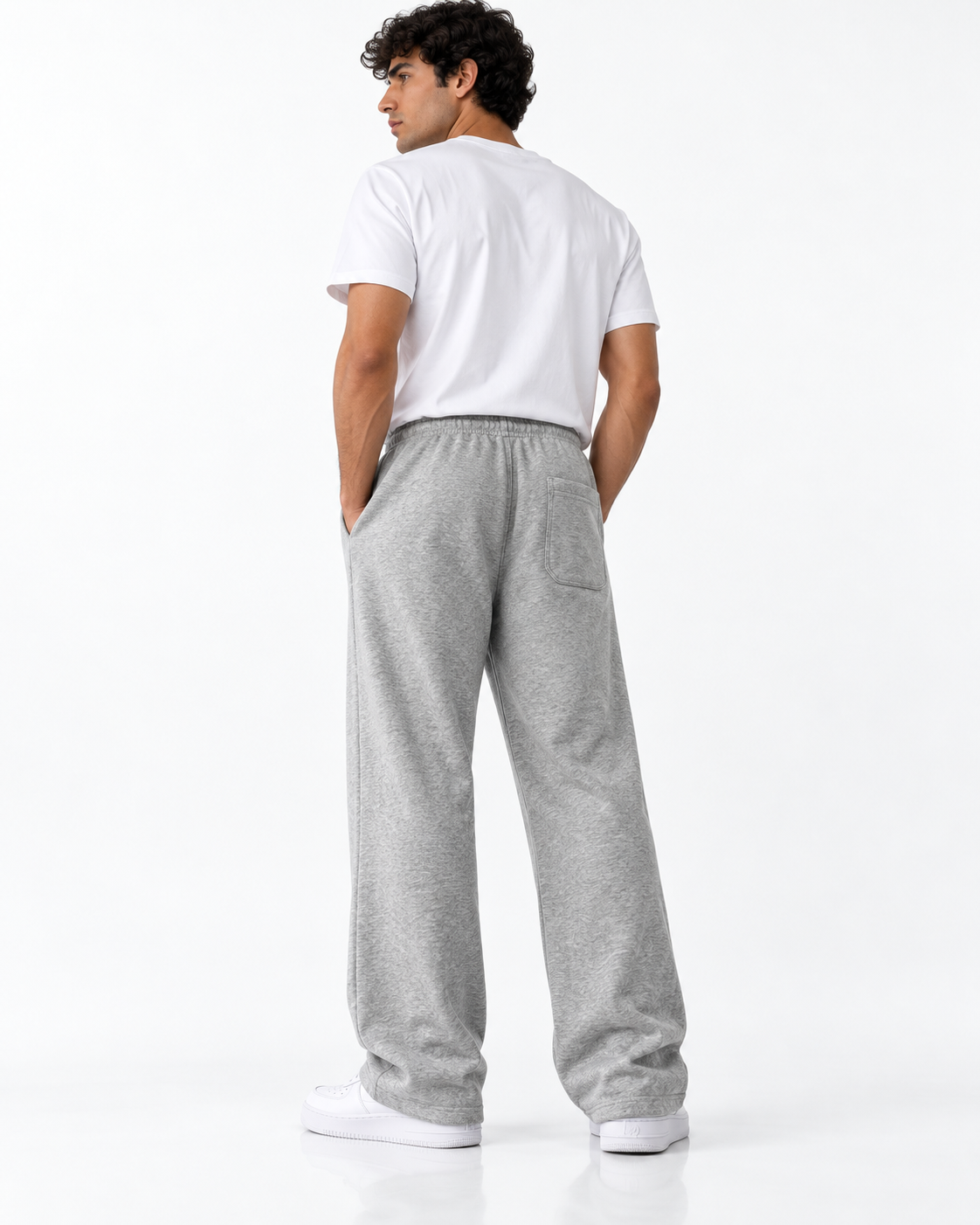 Pantalon ample — Gris chiné — dos