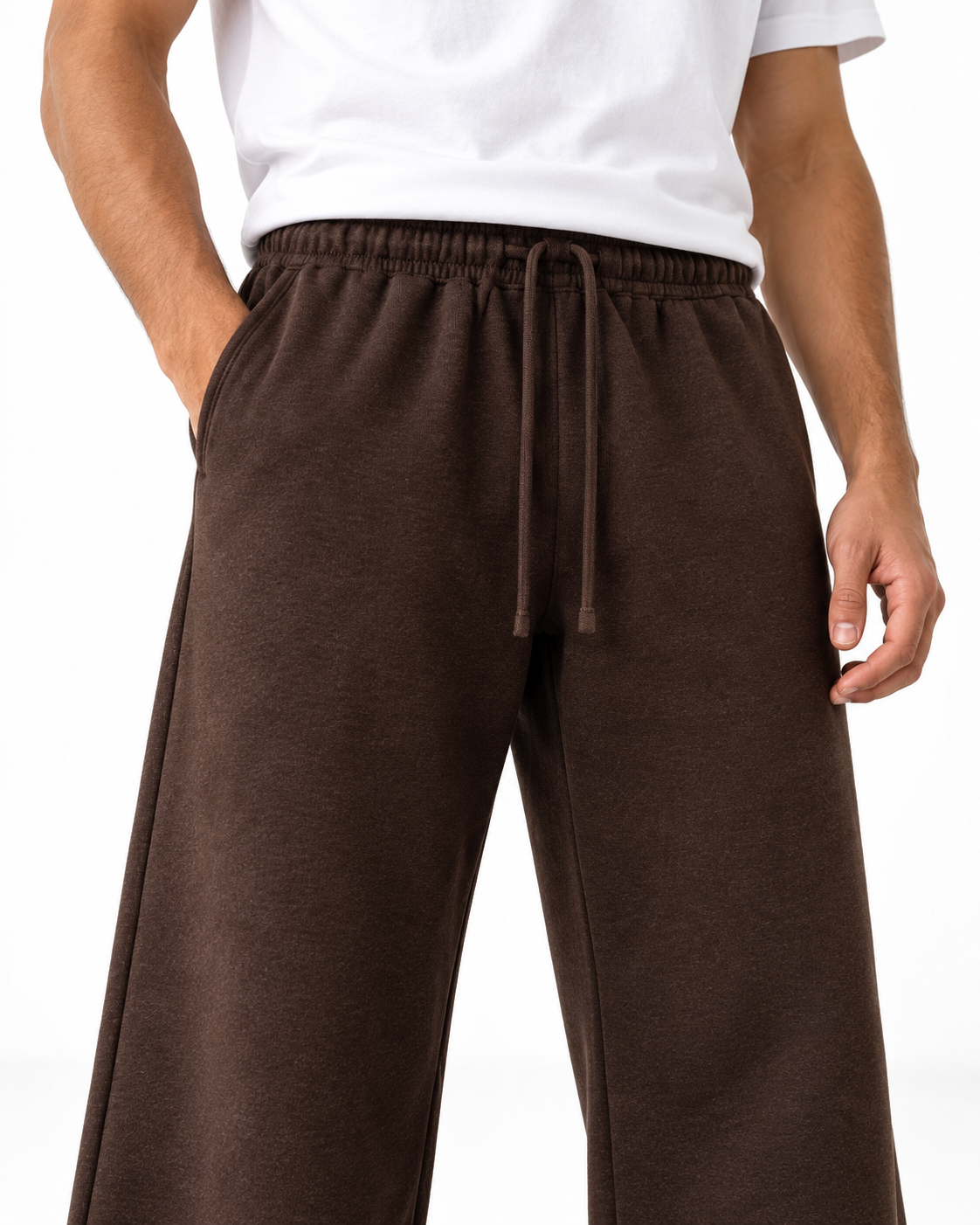 Pantalon ample — Marron — details